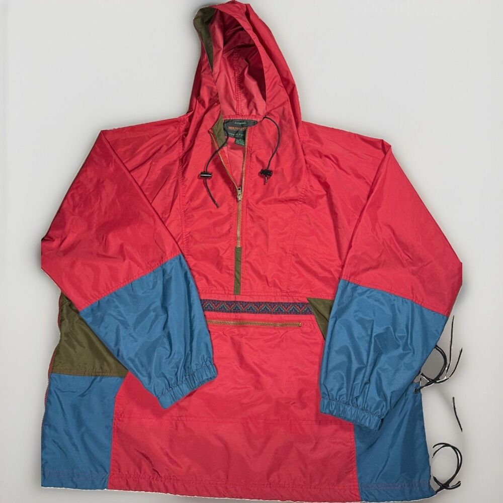 Vintage Mountain Tek Men’s Colorblock Hooded Half Zip Anorak Jacket XL Nylon